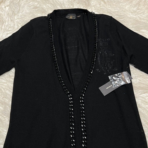 CHRISTIAN AUDIGIER LONG CHAIN MERINO WOOL CARDIGAN SWEATER - Picture 2 of 7